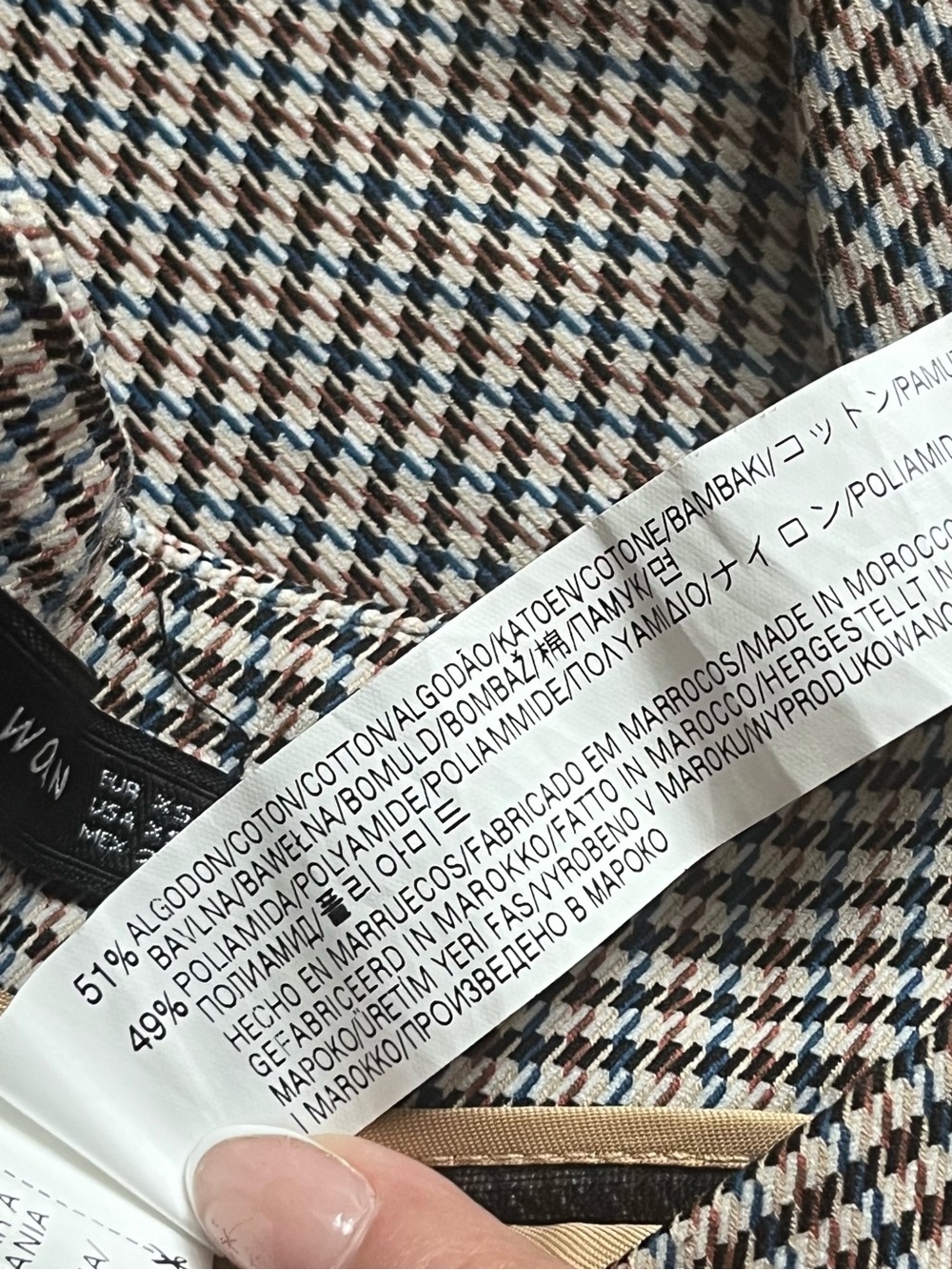 Zara Woman Houndstooth Ankle Straight Leg Pants XS Brown Black - Picture 5 of 10